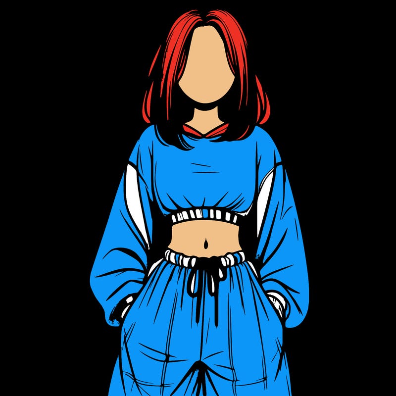 realistic girl faceless with baggy pants and a crop top