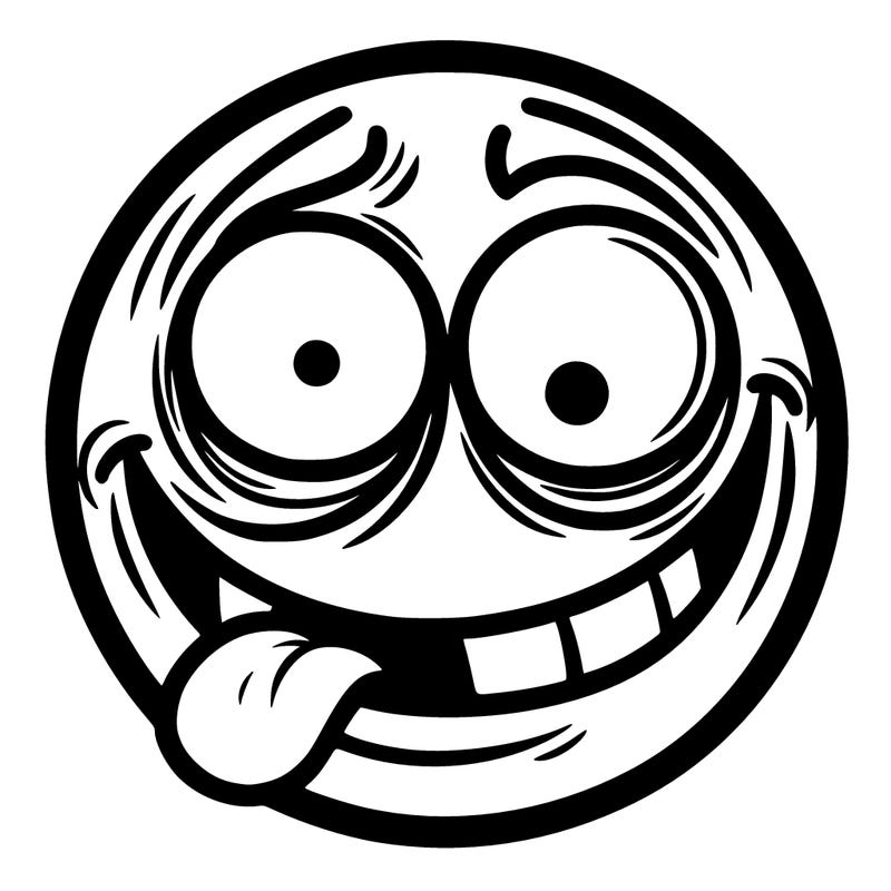 a circle with a crazy face