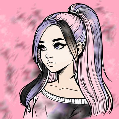 realistic girl with a high ponytail