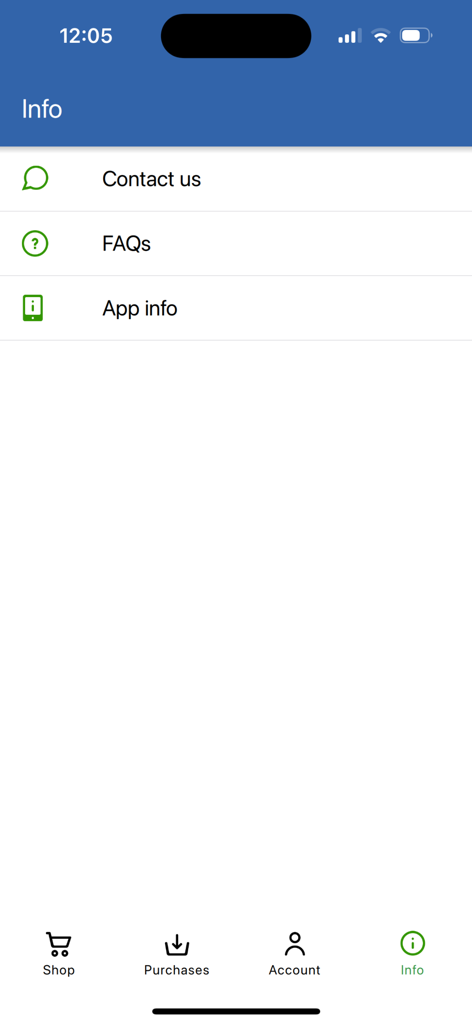 BGTOLL mobile app information screen showing links for contact us FAQs and app info