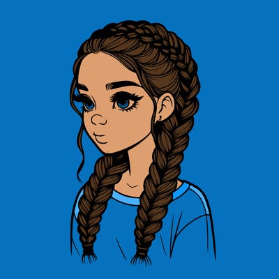 realistic girl with braids