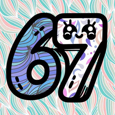 the numbers 67