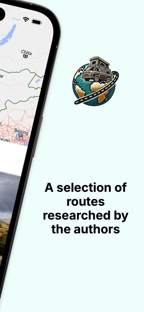 Overland Map - Overland Map app showing expert researched travel routes on a smartphone screen