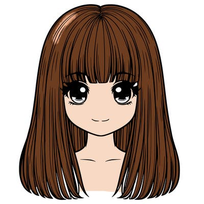 straight hair with bangs realistic