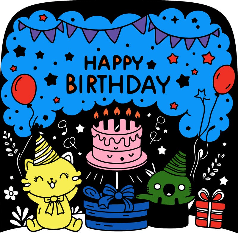 simple happy birthday scene with blackbackground
