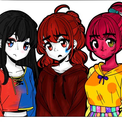 three girls anime