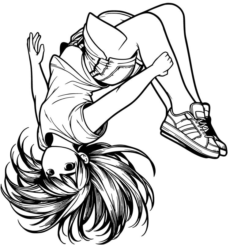 realistic girl doing a backflip