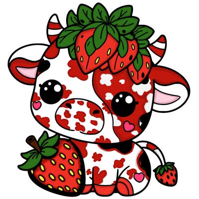 cute strawberry cow