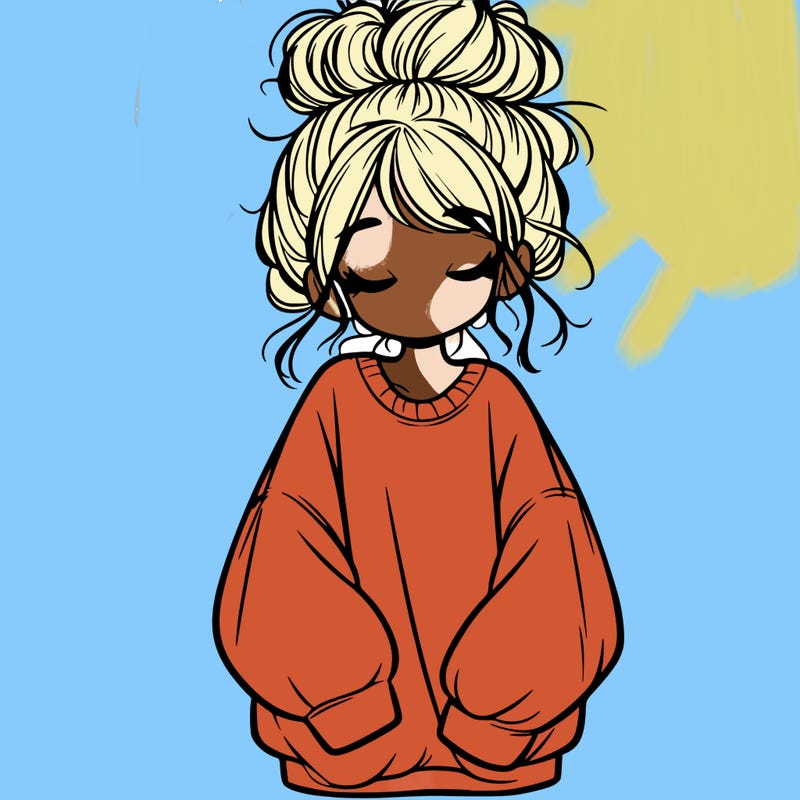 girl with baggy sweatshirt and messy bun