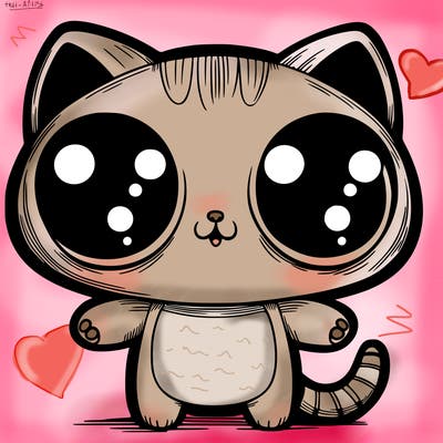 creepy cat with big eyes