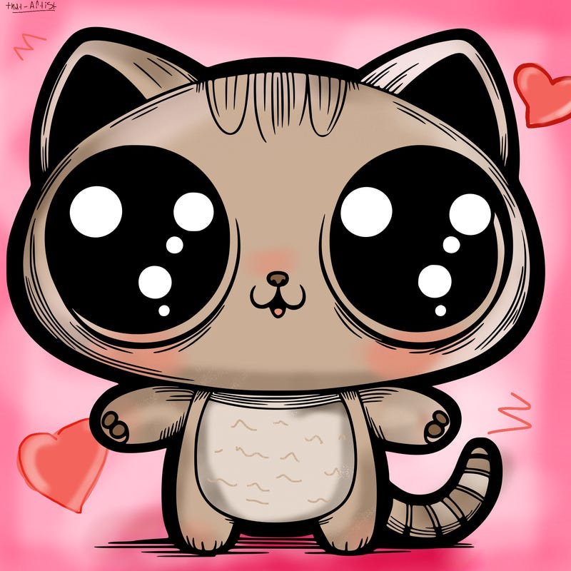 creepy cat with big eyes