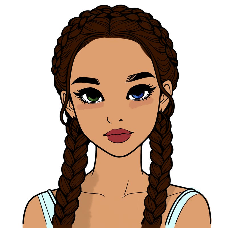 realistic girl with braids