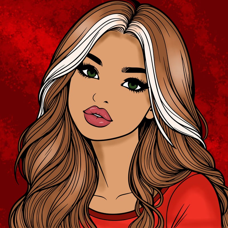 realistic girl with hair on her hair and lips