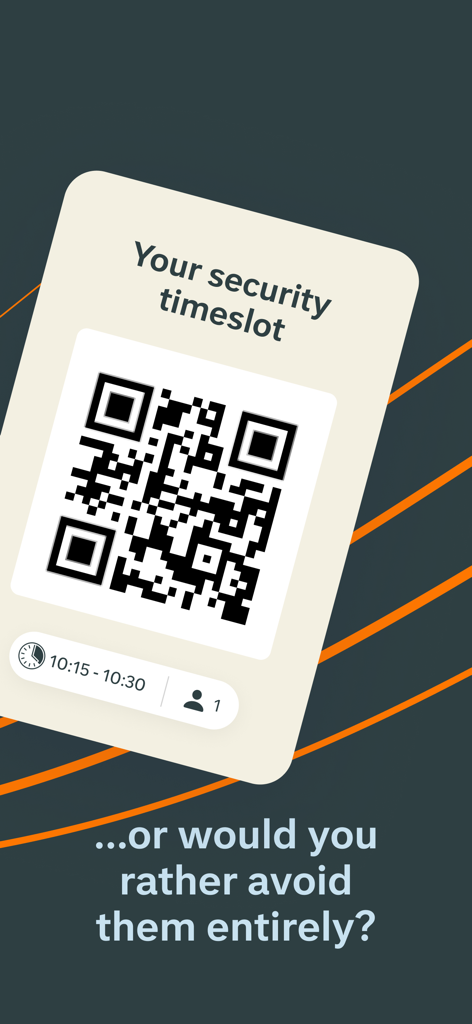 Schiphol Amsterdam Airport - スキポールアプリで予約された空港セキュリティタイムスロットのQRコード。