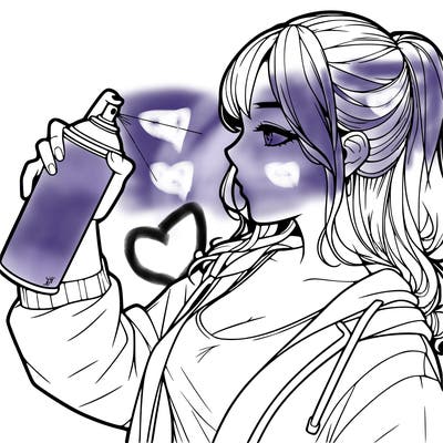 a realistic girl spray, painting