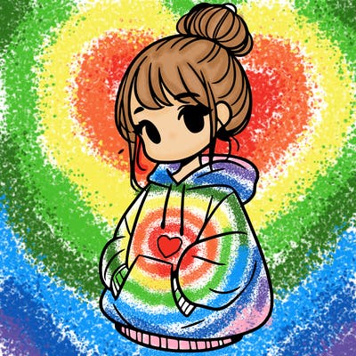 girl with a bun and a oversized hoodie