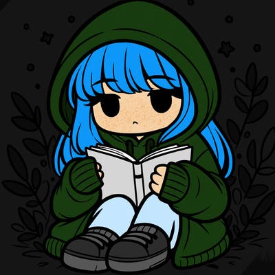 girl in oversized hoodie reading a book