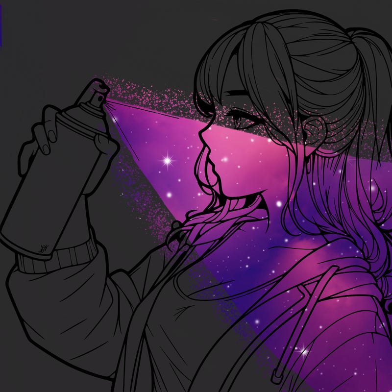 a realistic girl spray, painting