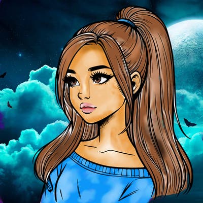 realistic girl with a high ponytail