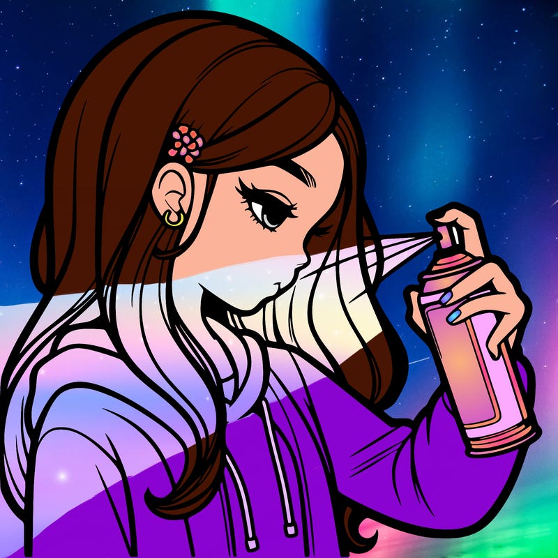 a realistic girl spray painting