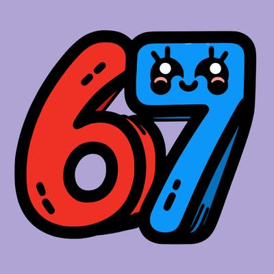 the numbers 67