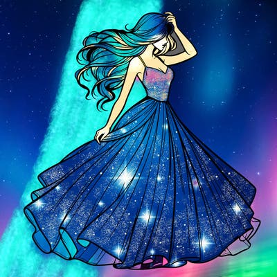 realistic woman with dress flowing in the wind