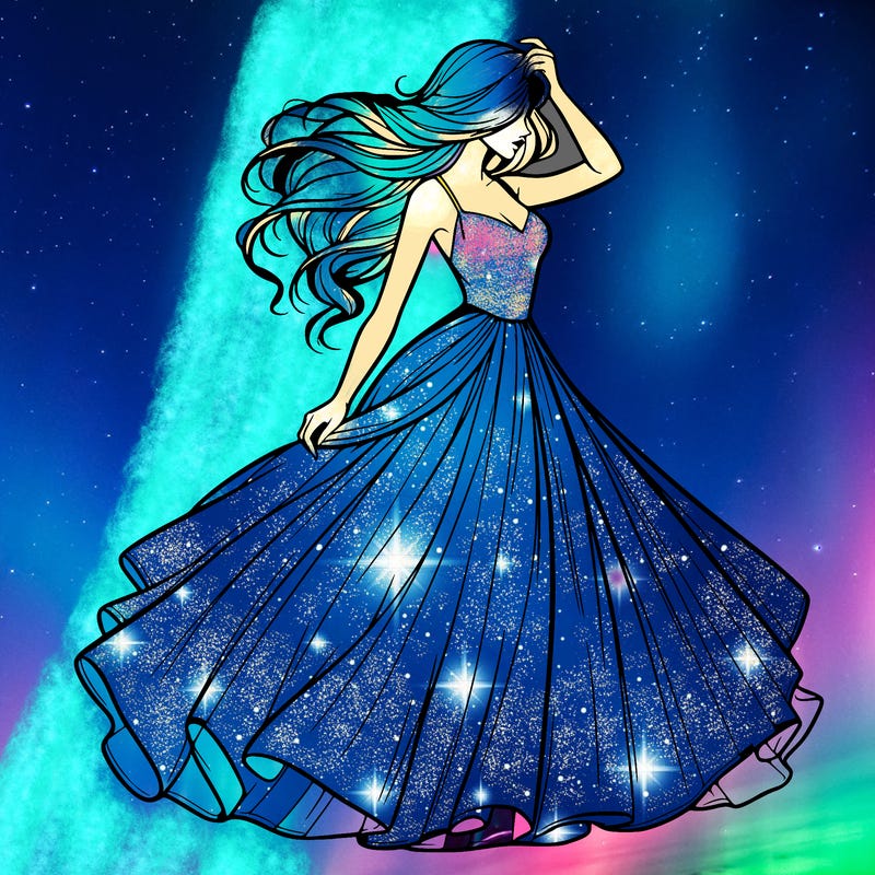 realistic woman with dress flowing in the wind