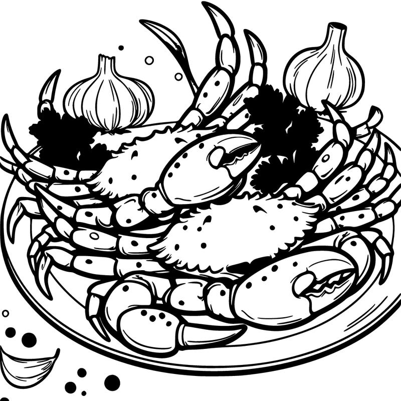 crab legs on a plate with parsley and garlic