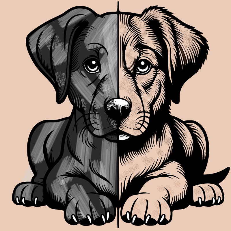 realistic dog split picture