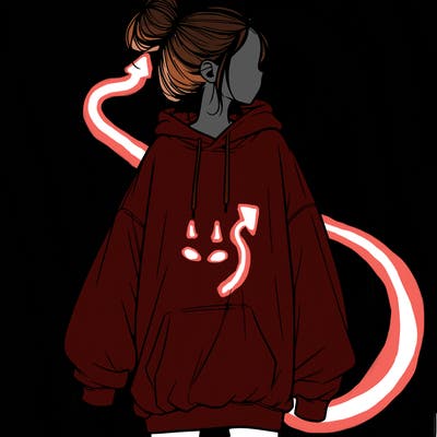 realistic girl with a oversized sweatshirt on and a bun