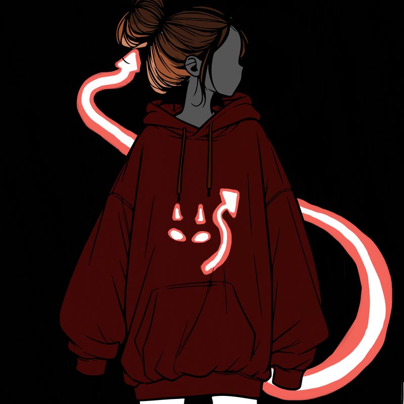 realistic girl with a oversized sweatshirt on and a bun