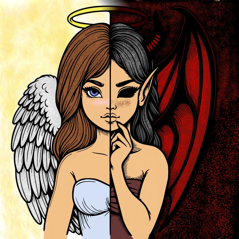 realistic angel half demon