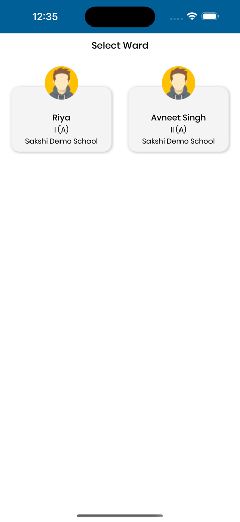 SchoolMitra - SchoolMitra interface for parents to select and manage multiple student profiles