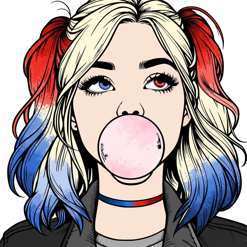realististic girl blowing bubble -gum