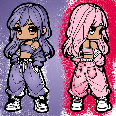 girl in crop top and baggy pants