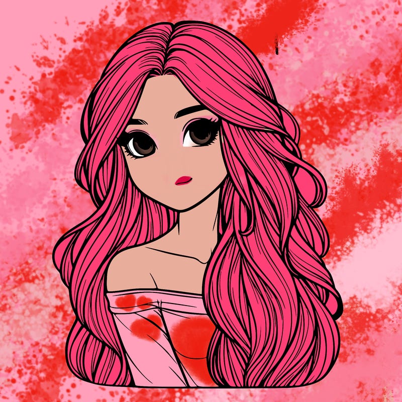 realistic girl with long hair