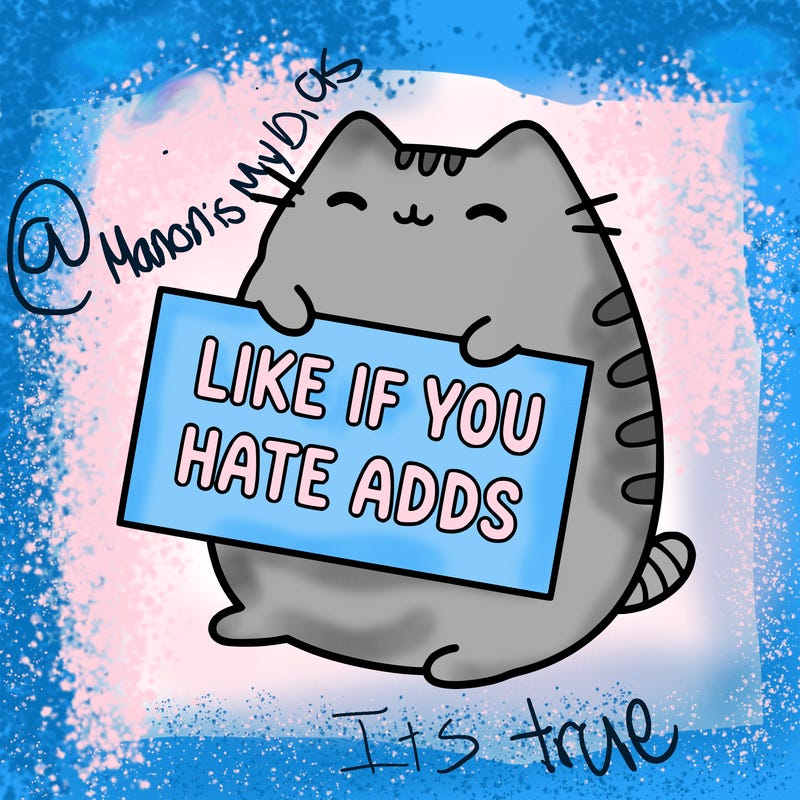 a kawii pusheen cat holding a sign that says like if you hate adds