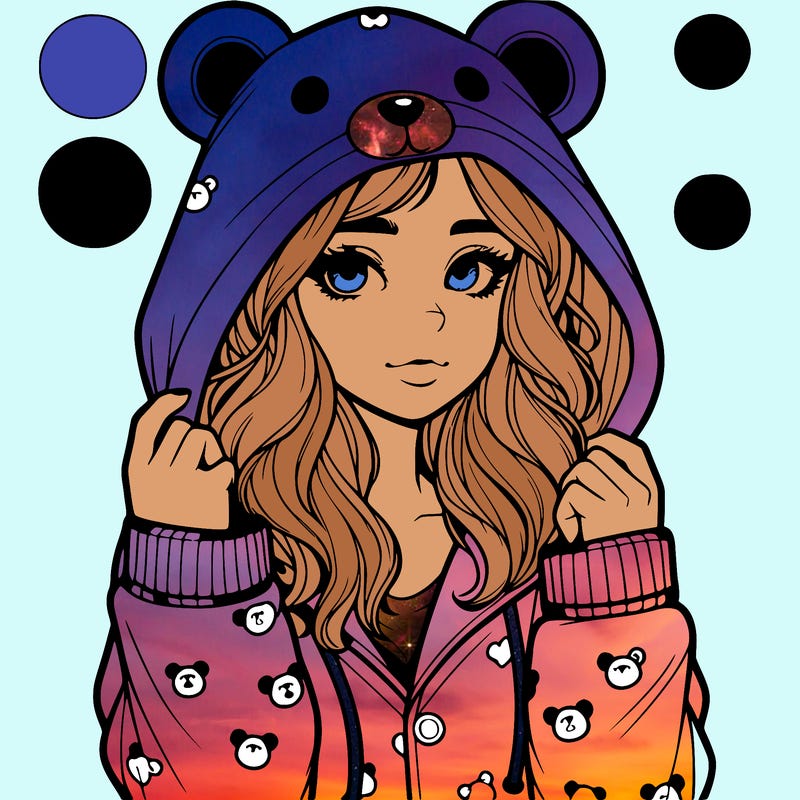 realistic girl in a animal pjs hoodie
