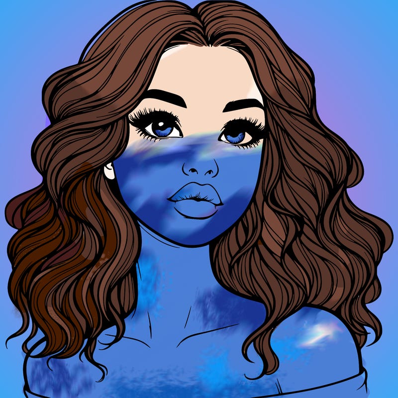 realistic girl with wavy hair and lips