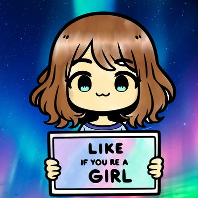 a cute girl holding a sign that says like if you’re a girl