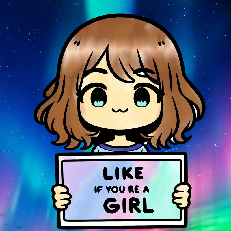 a cute girl holding a sign that says like if you’re a girl