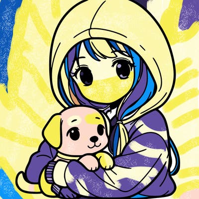 a girl wearing a hoodie hugging a dog