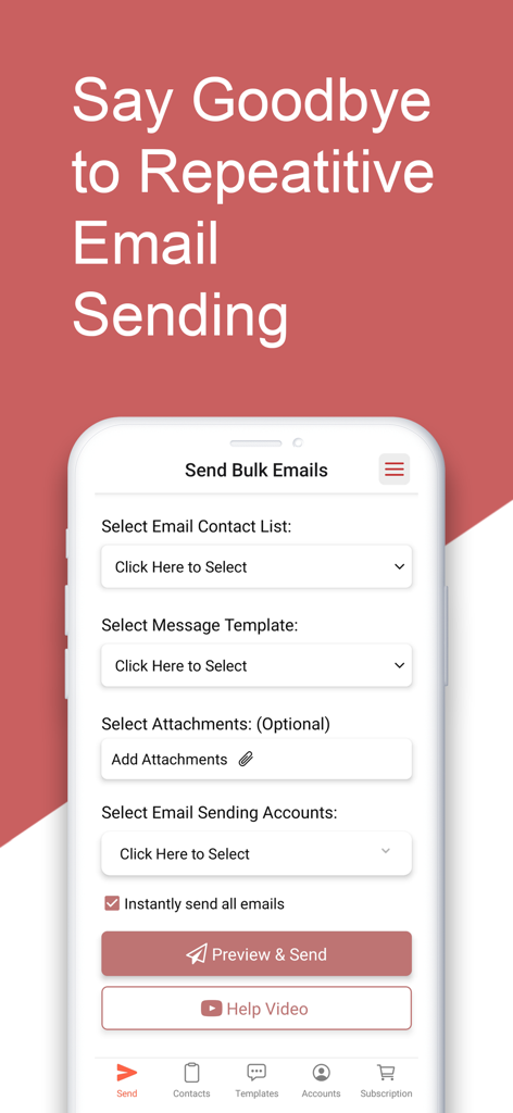 Mail Merge: Bulk Email Sender - Mobile interface of the Mail Merge app for sending personalized bulk emails
