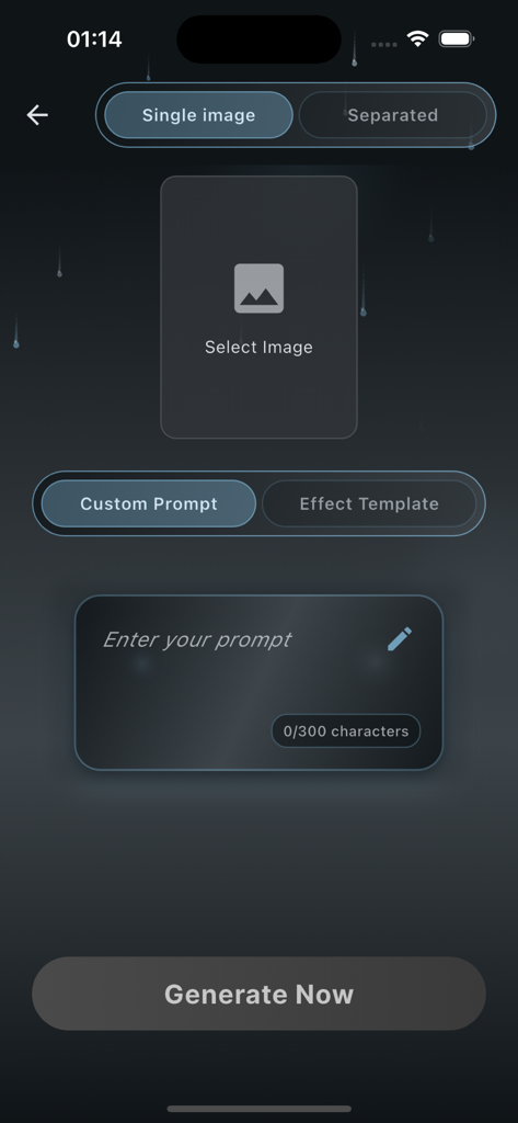 Chuva AI: Bring Photos to Life - Interface of the Chuva AI app showing options to select an image and enter a custom prompt for video generation