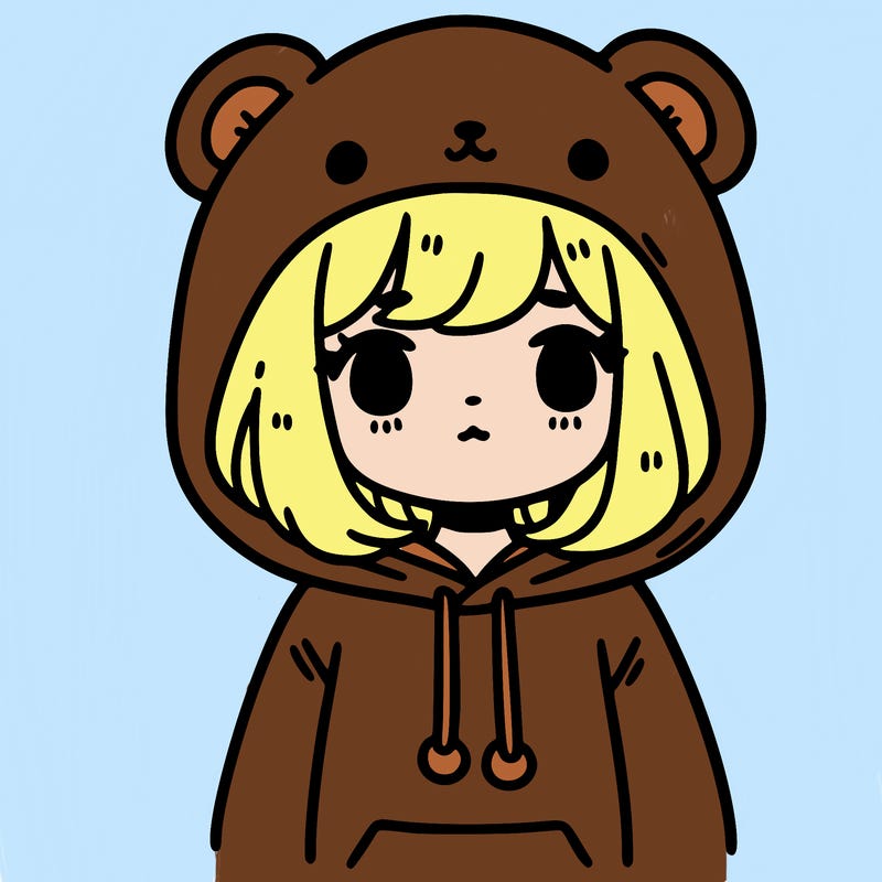 girl wearing bear hoodie