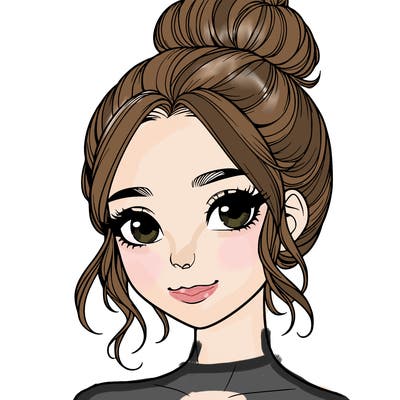 realistic pretty girl with hair in bun