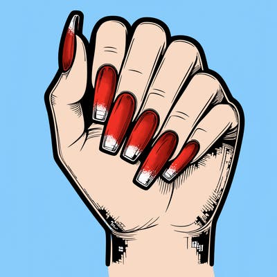 realistic hand with square nails