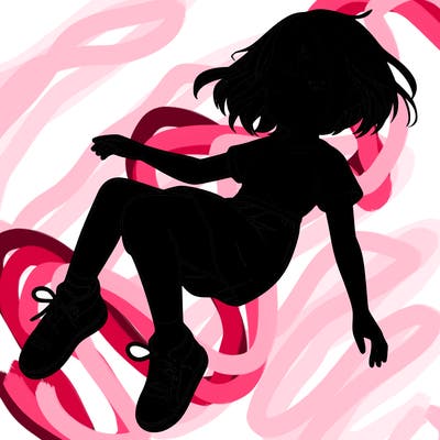 a realistic girl floating