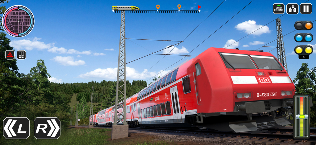 City Train Driver Game 2020 - A red double-decker electric train driving on railroad tracks in a 3D train simulation game