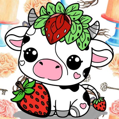 cute strawberry cow